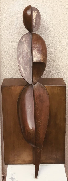 Positive/Negative Leaning Bronze Sculpture 2001 42 in Sculpture by Robert Holmes