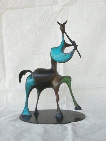 Pablo's Faun AP Bronze Sculpture 1994 10 in Sculpture - Robert Holmes