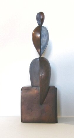 Pos/Beg Seated on Base Bronze Sculpture 1996 14 in Sculpture - Robert Holmes