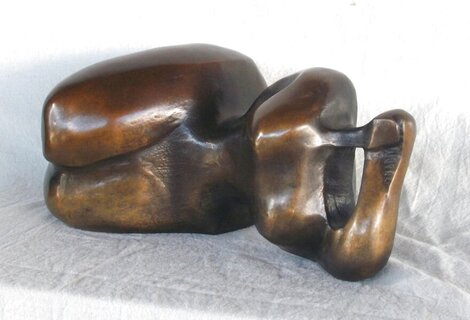 Reclining 12 (Eve) Unique AP Bronze Sculpture 2004 14 in Sculpture - Robert Holmes