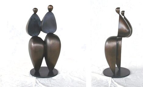 Strolling Couple 2 - Bronze Sculpture 1996 14 in Sculpture - Robert Holmes