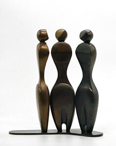 3 Women - 2 Fish Bronze Sculpture 1992 15 in Sculpture - Robert Holmes