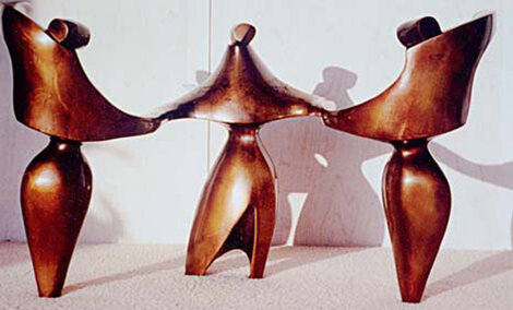 Bolero Bronze Triple Sculpture 1990 18 in Sculpture - Robert Holmes