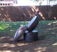 Pos/Neg on Round Base Bronze Sculpture 1994 54x48 in Sculpture by Robert Holmes - 4 Pos/Neg on Round Base Bronze Sculpture 1994 54x48 in Sculpture by Robert Holmes - 4