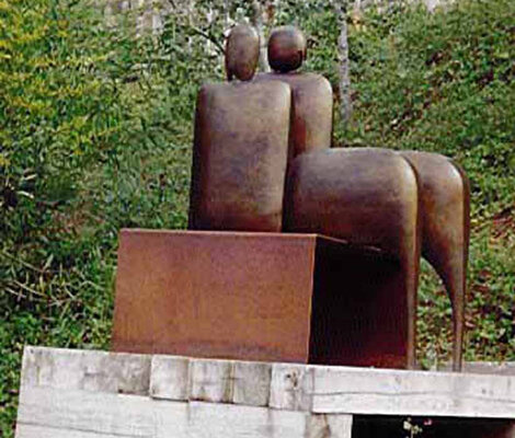 I Am Seated Pair - Bronze Sculpture 2003 48 in Sculpture - Robert Holmes