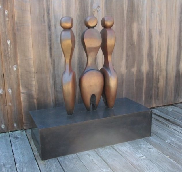 3 Women, 2 Fish (Medium Size) Bronze Sculpture 42 in Sculpture by Robert Holmes
