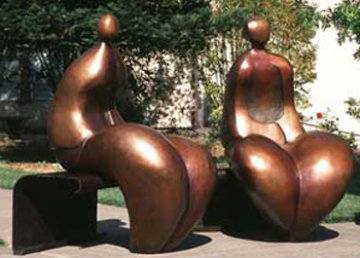 Mr. and Mrs. Nantua Bronze Sculpture 1999 6 Ft Sculpture - Robert Holmes