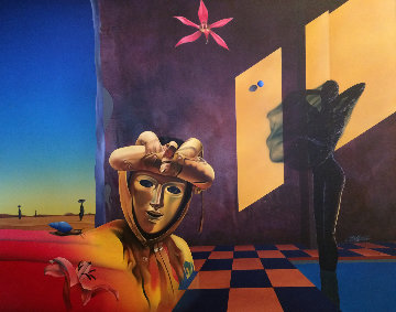 Golden Mask 1991 47x57 Super Huge Original Painting - Rick Garcia Golden Mask 1991 47x57 Super Huge Original Painting - Rick Garcia