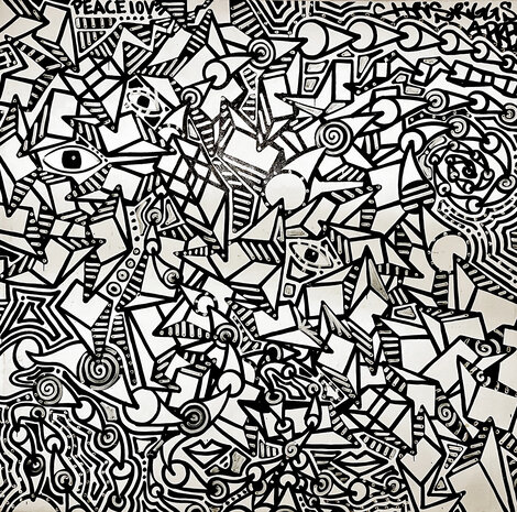 Peace Love Painting -  92x92 - Huge Mural Size Original Painting - Chris Riggs