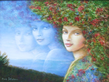 Blue Sky 2005 16x20 Original Painting - Rina Sutzkever Blue Sky 2005 16x20 Original Painting - Rina Sutzkever
