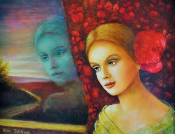 Spanish Girl 2006 18x23 Original Painting - Rina Sutzkever Spanish Girl 2006 18x23 Original Painting - Rina Sutzkever