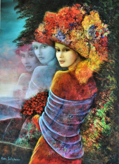 Flower Girl 28x20 Original Painting - Rina Sutzkever