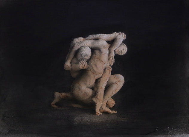 Dancers in Antiquity 1 Watercolor 2022 30x22 Watercolor by Vangelis Rinas