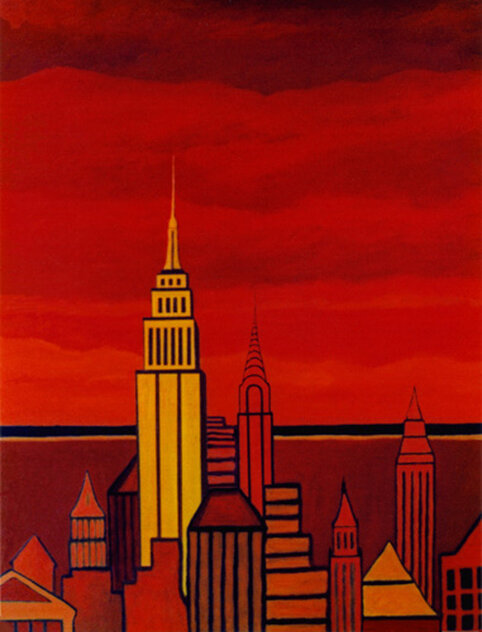 Sunset in NYC - 36x48 Acrylic on Canvas 2002 - New York - Signed Twice Original Painting by Rino Li Causi Sunset in NYC - 36x48 Acrylic on Canvas 2002 - New York - Signed Twice Original Painting by Rino Li Causi