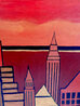 Sunset in NYC - 36x48 Acrylic on Canvas 2002 - New York - Signed Twice Original Painting by Rino Li Causi - 4 Sunset in NYC - 36x48 Acrylic on Canvas 2002 - New York - Signed Twice Original Painting by Rino Li Causi - 4
