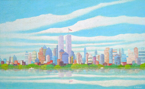 In Memory 2001 36x58 - Huge Acrylic on Canvas - 9/11 Tribute - Signed Twice Original Painting - Rino Li Causi