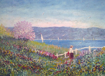 Untitled Landscape 1980 24x36 Original Painting - Rino Li Causi Untitled Landscape 1980 24x36 Original Painting - Rino Li Causi
