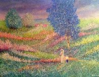 Momento di Pace (Moment of Peace) 1985 38x48 Super Huge Original Painting by Rino Li Causi - 0 Momento di Pace (Moment of Peace) 1985 38x48 Super Huge Original Painting by Rino Li Causi - 0