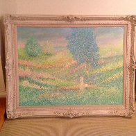 Momento di Pace (Moment of Peace) 1985 38x48 Super Huge Original Painting by Rino Li Causi - 1 Momento di Pace (Moment of Peace) 1985 38x48 Super Huge Original Painting by Rino Li Causi - 1