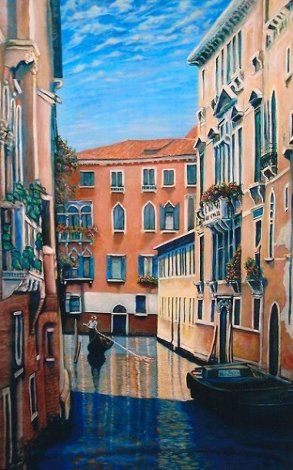 Venetian Waterway, Italy 84x52 Huge - Mural Size Original Painting - Rita Ford Jones