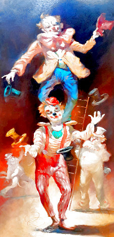 Clowns 55x36 - Huge Original Painting - Julian Ritter