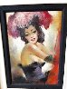 Brunette with Red Feather Hat 27x33 Original Painting by Julian Ritter - 5