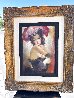 Brunette with Red Feather Hat 27x33 Original Painting by Julian Ritter - 3