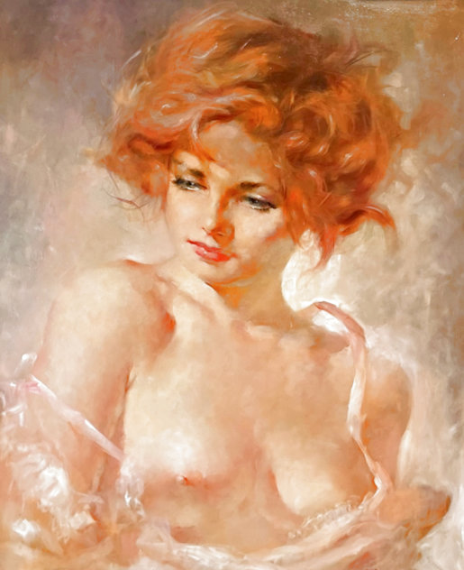 Redhead Nude Portrait 30x26 Original Painting by Julian Ritter