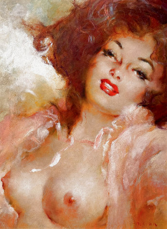 Nude Redhead Vamp 24x20 Original Painting - Julian Ritter