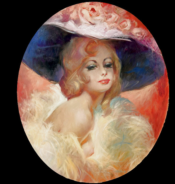 Blonde Showgirl in Hat 29x25 Original Painting by Julian Ritter