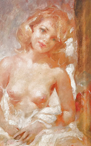 Nude Blonde in Repose 25x12 Original Painting - Julian Ritter
