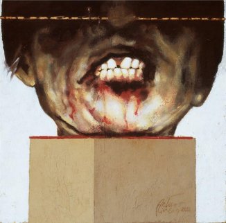 Head 2010 14x14 Original Painting - Arturo Rivera Head 2010 14x14 Original Painting - Arturo Rivera