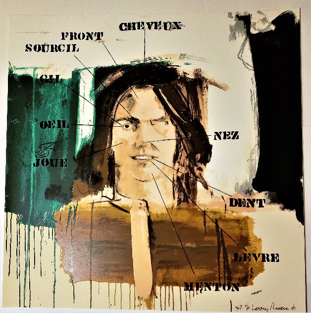 Parts of the Face: French Vocabulary Lesson - Studio Proof 1991 Works on Paper (not prints) by Larry Rivers
