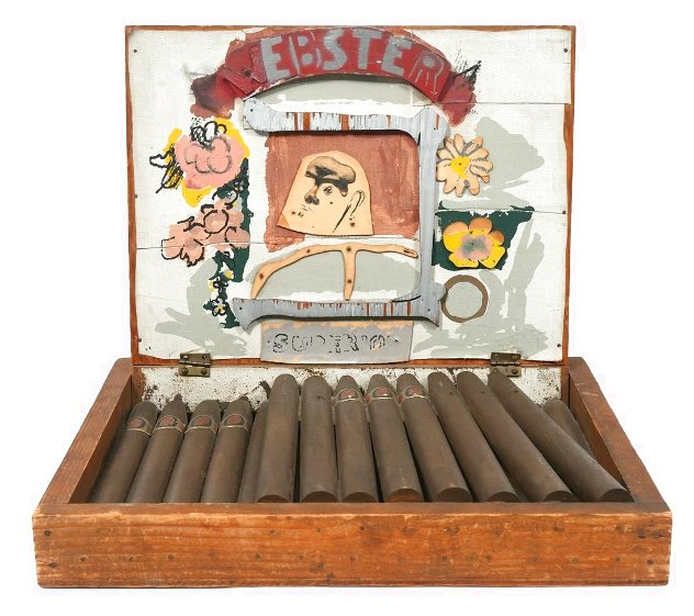 Webster Cigar Box Mixed Media Sculpture 1964 16 in Sculpture by Larry Rivers