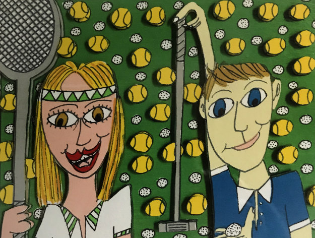 She Likes Tennis He Likes Golf 3-D 1997 Limited Edition Print by James Rizzi She Likes Tennis He Likes Golf 3-D 1997 Limited Edition Print by James Rizzi
