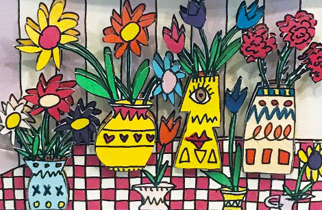 2 Pieces - Flowers For My Love And Lunch Break AP 3-D Limited Edition Print - James Rizzi