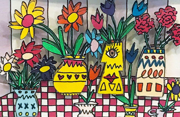 2 Pieces - Flowers For My Love And Lunch Break AP 3-D Limited Edition Print by James Rizzi