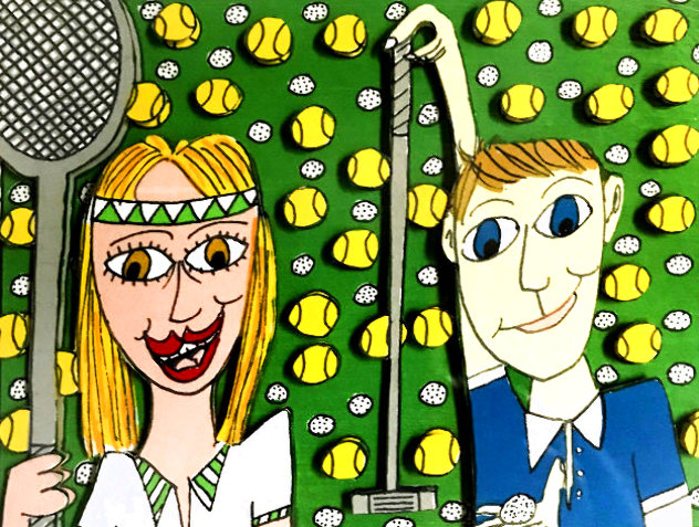 She Likes Tennis - He Likes Golf 1997 3-D Limited Edition Print by James Rizzi