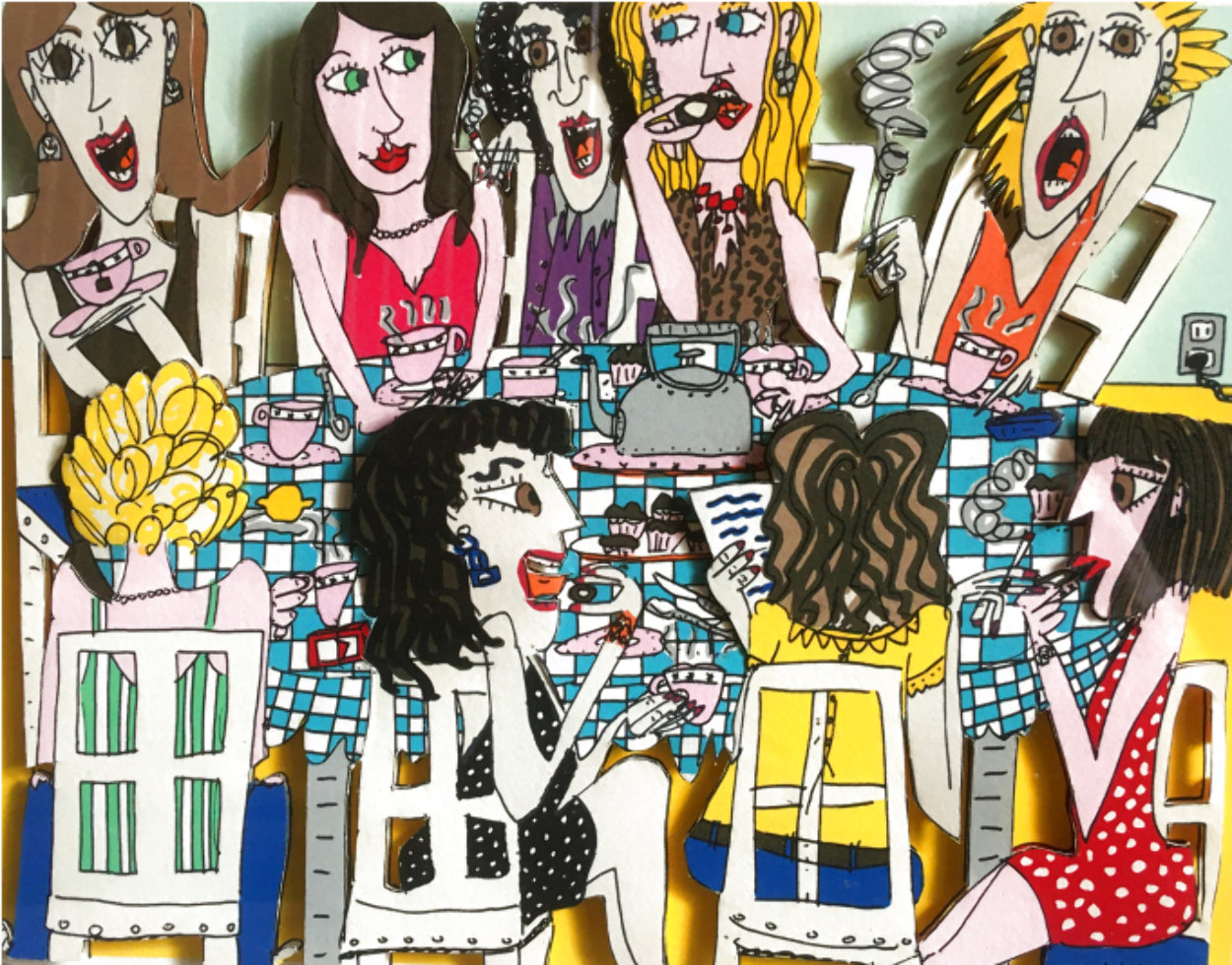 Tea Party 3-D 1990 Limited Edition Print by James Rizzi Tea Party 3-D 1990 Limited Edition Print by James Rizzi