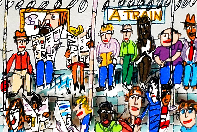Subway Rider 3-D 1990 - New York, NYC Limited Edition Print by James Rizzi