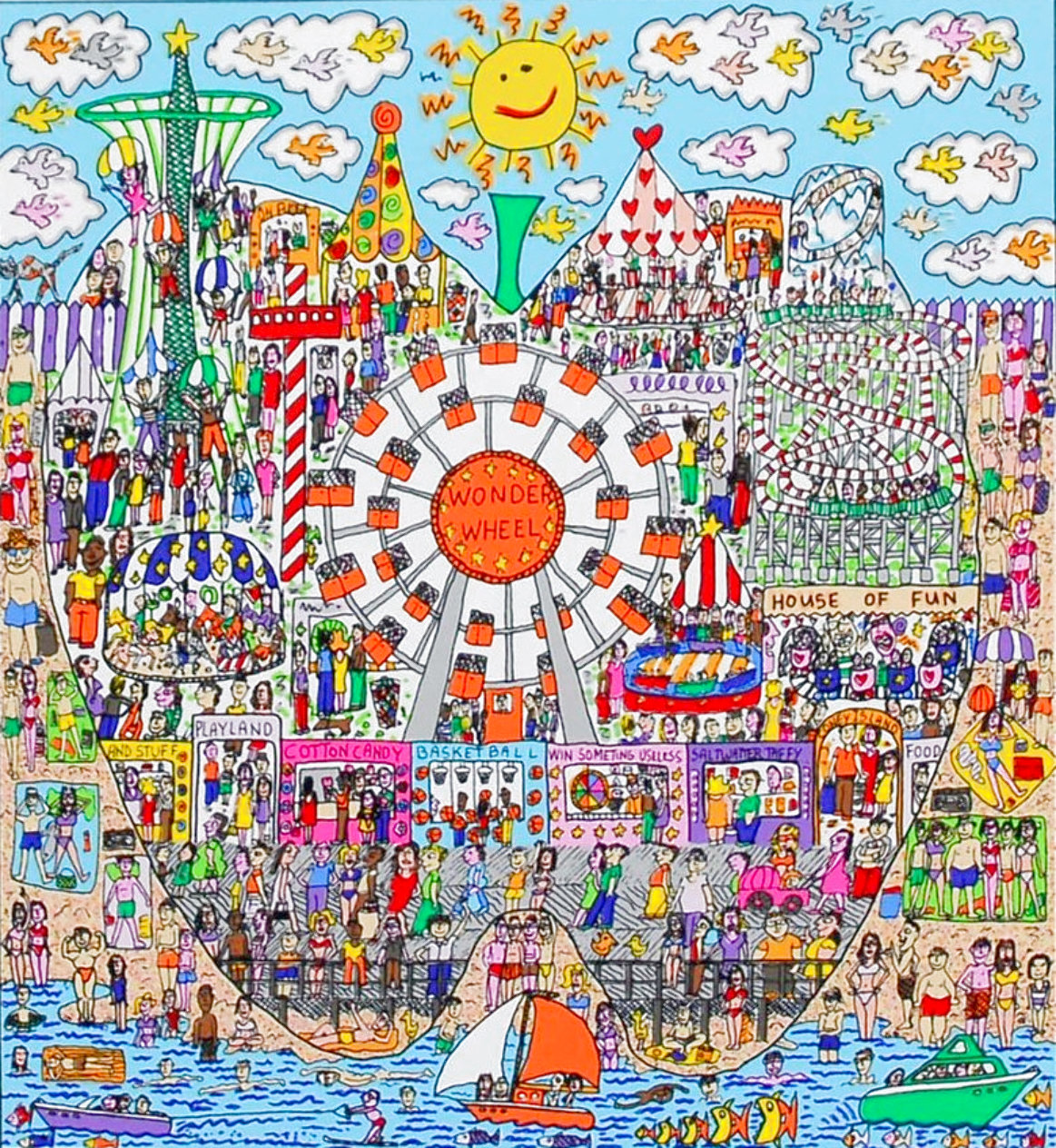 Big Apple is Big on Coney Island 1999 Lithograph 14x13 by James Rizzi ...