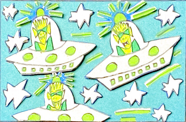 Unexpected Company 2002 3-D - UFO Limited Edition Print by James Rizzi