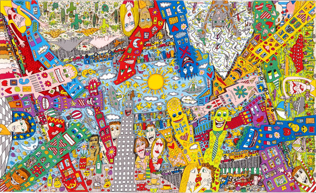 Uptown, Downtown, Eastside, Westside 1995 - New York City - NYC Limited Edition Print by James Rizzi