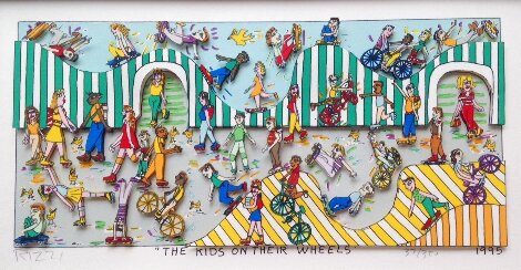 Kids on Their Wheels 3-D  1995 Limited Edition Print - James Rizzi