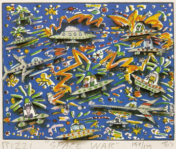 Space War 3-D 1987 Limited Edition Print - James Rizzi Space War 3-D 1987 Limited Edition Print - James Rizzi