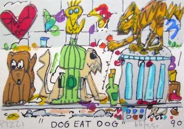 Dog Eat Dog 3-D 1990 Limited Edition Print - James Rizzi