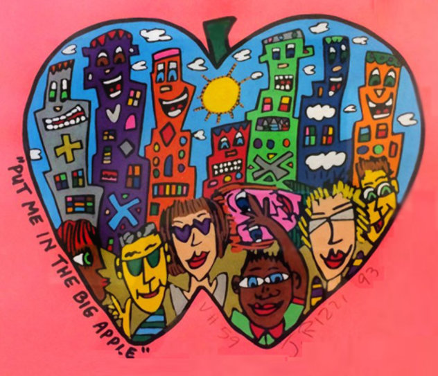 Put Me in the Big Apple Watercolor 1993 Watercolor by James Rizzi