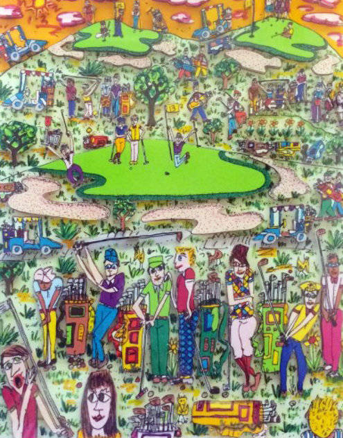 Too Many People Playing Golf 3-D AP 1989 Limited Edition Print by James Rizzi