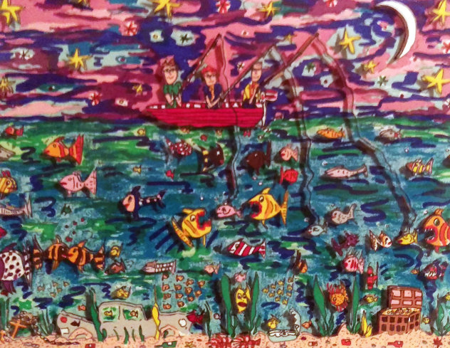 Night Fishing 3-D 1987 Limited Edition Print by James Rizzi
