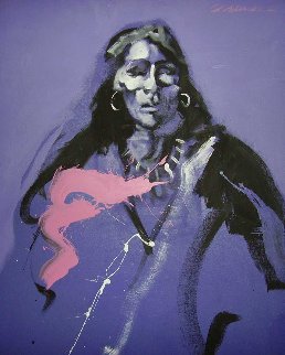 Indian in Shades of Violet 1979 48x36 Huge  Original Painting - Robin John Anderson